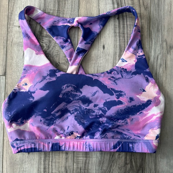 Brisas Marble Sports Bra Activewear Athleisure in Purple and Pink Size Small - Picture 1 of 5